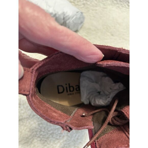Diba Blake Suede Leather Bootie Burgundy Ankle Boot Lace Up Wedges Size 6 - Picture 5 of 7